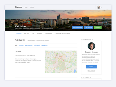 Cityglobe – City analytics city desktop profile ui web