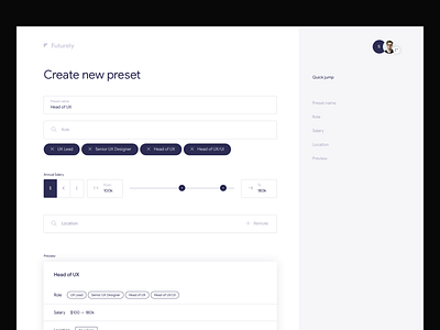 Futurely – create new preset app clean desktop hr inspiration job minimal offer system ui ux web