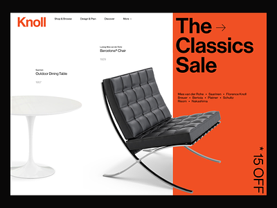 Knoll – redesign concept brutal brutalism chair desktop knoll minimal minimalism product table ui web