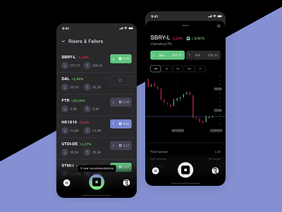 StockAdvisor – stocks list and preview app bot finance fintech ios market minmal mobile product stock ui ux