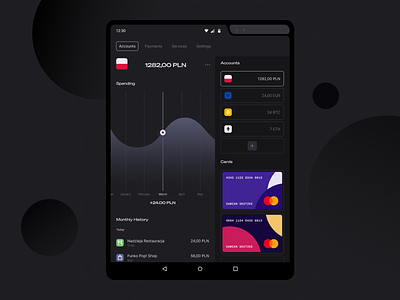 🌙 Foldable Banking Concept: Dark mode account android app dark dark ui finance finance app fintech fold foldable galaxy minimal mobile ui ux