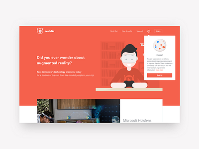 Wonder Landing Page cookies header illustration interface landing page ui ux web website wonder