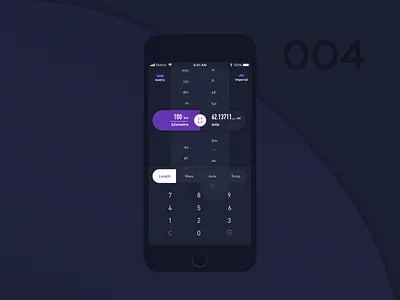 Unit converter daily ui dark day 004 ios