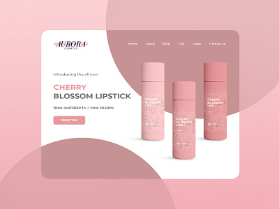 Aurora cosmetics landing page apparel branding design flat minimal product design ui ux web website