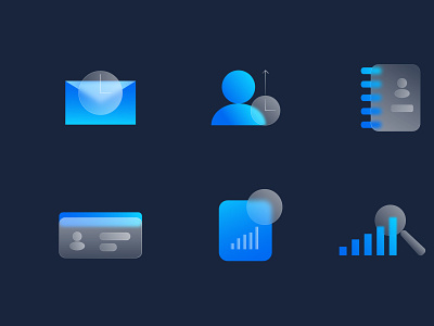 Free glass effect business icons set. by Graphic Brooli on Dribbble