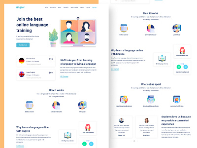 Landing page for online language training