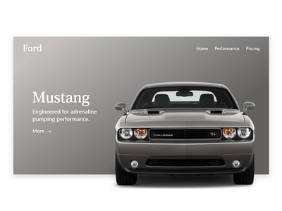 Ford mustang landing page. car cars design ford grey landing landing page mustang ui