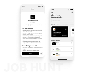 Job Hunt Platform app branding design job finder job hunt mobileui ui ux ux designer