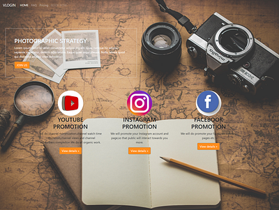 vlogin photography website ui
