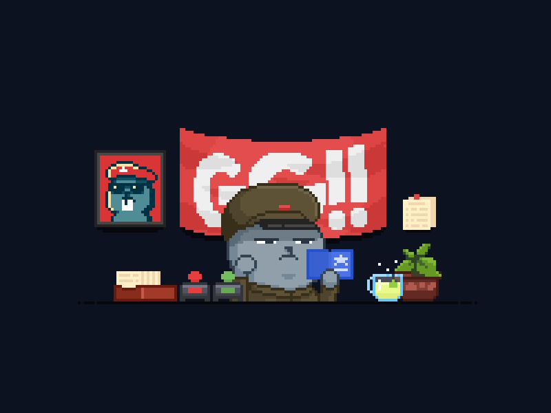 pass control animation arstotzka beaver cat flag goodgame military papers passport pixelart plant please tea