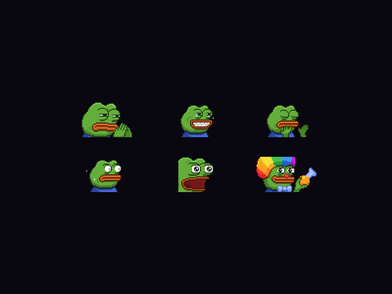 Pepe animation emotions frog goodgame hmm lol meme monkas pepe pepeclown pepehand pepelaugh pixelart poggers