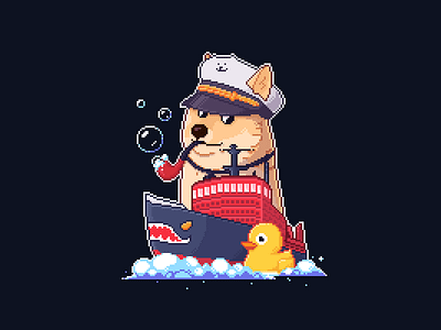 JIEgOKOJI annoyingdog captain doggo duck goodgame pixelart ship wow