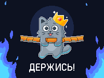 Hang in there, baby! cat crown flame goodgame pixelart rope spark