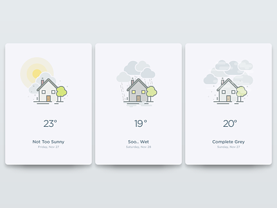 Weather UI android app card intro screen ios minimalist mobile onboard ui walkthrough weather