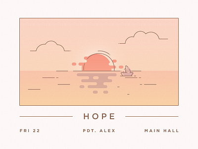 Hope boat illustration invitation sea sun water