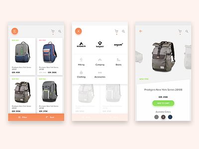 E-Commerce App android app backpack bag e commerce ecommerce ios material design mobile shopping