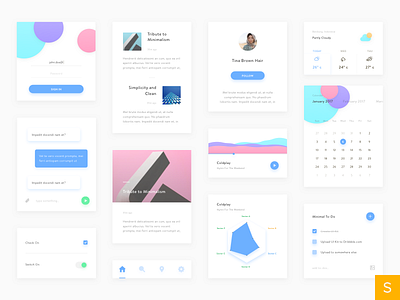 Minimal UI Kit android application clean freebies ios minimal mobile simple sketch ui kit website white