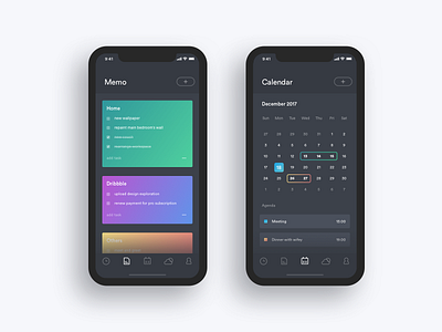 Task Schedule Memo Weather calendar dashboard ios iphone x landing page memo minimal schedule task timeline ui weather