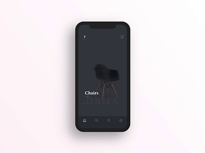 Furnitura App - Dark android animation clean dark dashboard design eames furniture ios iphone x landing page minimal principle simple ui