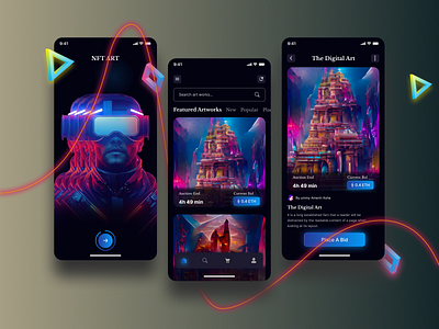 NFT Mobile App app app design cryptos design landing page landing page design mobile mobile app nft nft art nft artist nft artwork nft crypto nftis nftos ui ux web design website design