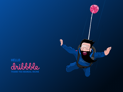 Hello Dribbble..! diving jumping parachute sky diver tandem