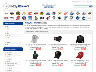 HockeyAttire Website Design design ux web website