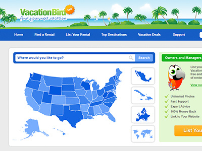 VacationBird Website Design concept rentals ui ux design vacation web webdesign website