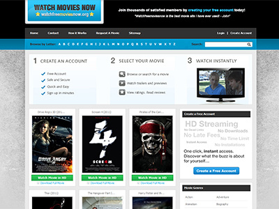 Watchfreemovies Theme Re-design movies ui ux web design website