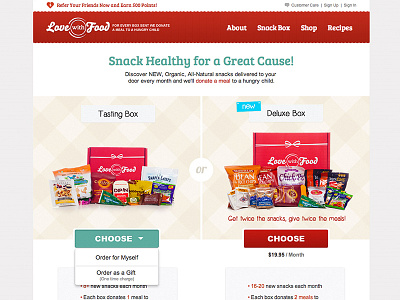 LoveWithFood Subscription Page food landing page pricing website