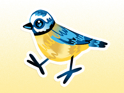 Chapim bird blue character design digital eurasian illustration photoshop tit