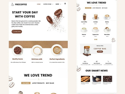 Coffee shop website coffee design designer designing landing page shop website