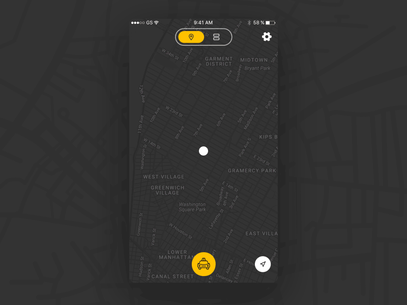 Taxi app transitions