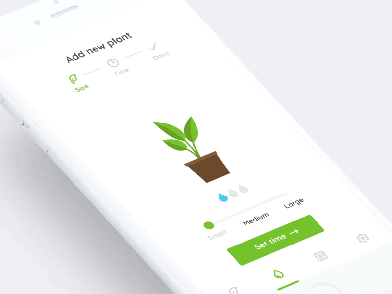 Plant watering schedule animation app gif interaction ios iphone mobile ui usability user experience user interface ux