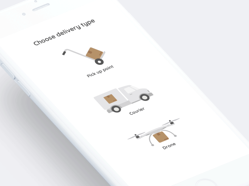 Drone delivery animation app gif interaction ios iphone mobile ui usability user experience user interface ux