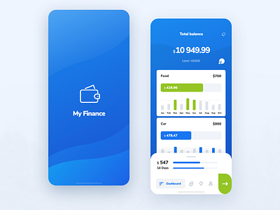 My Finance UI Kit Splash and Dashboard