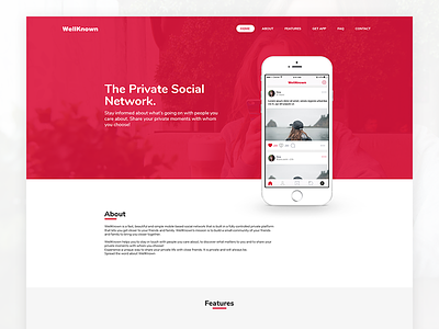 Social Mobile App Landing Page branding farm first hand logo red ui user interface ux web website