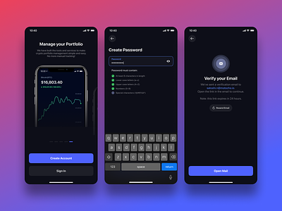 Create Account. Motocho blockchain cashapp coinbase create account create password crypto email finance fintech interface onboarding password product design revolut robinhood sign up ui ux verification verify email