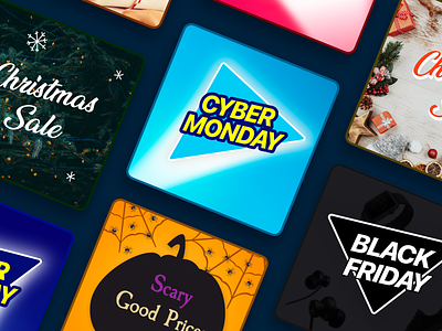 Holidays promo. Halloween, Black Friday, Cyber Monday, Christmas banner black friday boost christmas cyber monday halloween holidays illustration increase interface last chance product design promo promotion recommendation special holidays suggestion ui ux