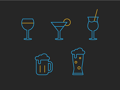 Drinks Icon Set beer cocktails drinks glasses icon icon set iconography icons line wine