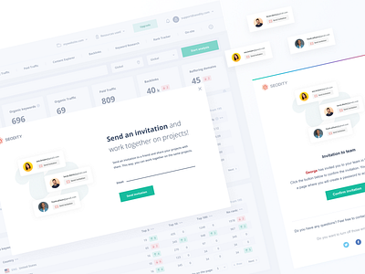 Seodity Invitation to the team app contentexplorer dataexplorer invitation on site organictraffic paidtraffic rank tracker seo seodity seotools team ui ux