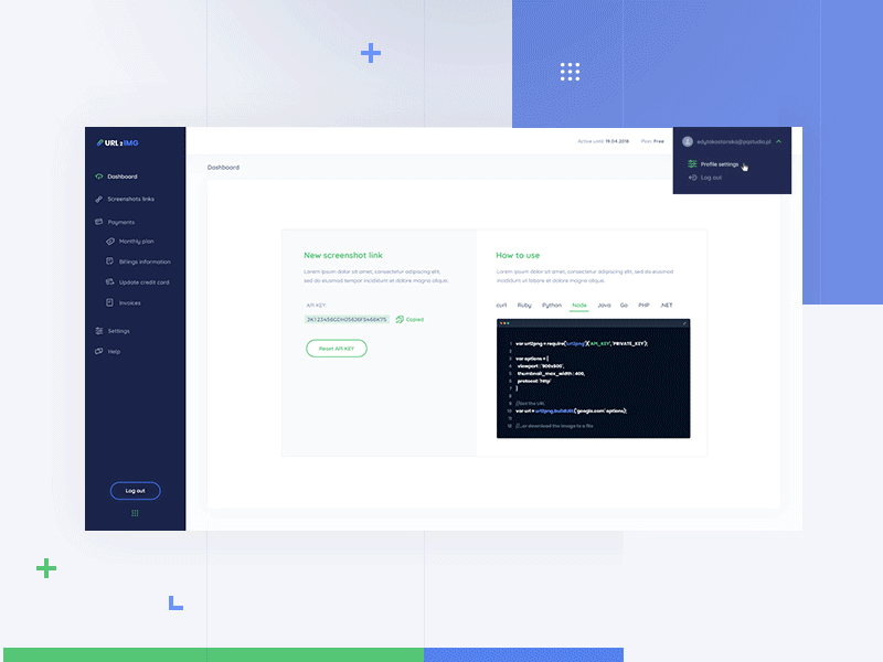 URL2IMG animation design website screenshot payment dashboard url animation