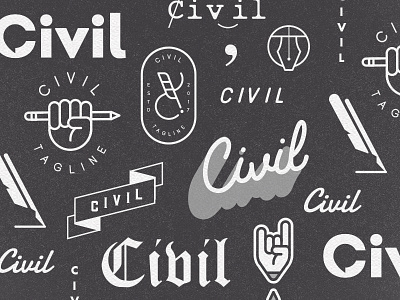 Civil Logo Concepts hand journalism logo lynx quill type