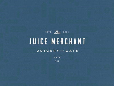 Juice Merchant Pattern & Lockup branding cafe juice logo lynx pattern