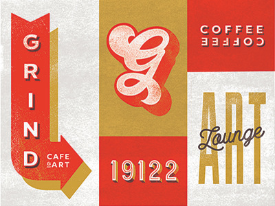Grind Coffee cafe coffee g grind letterpress lynx retro vintage