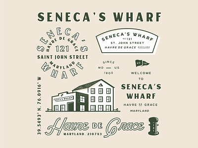 Seneca's Wharf | Branding Concept development estate flag nautical real sailor typography vintage wharf