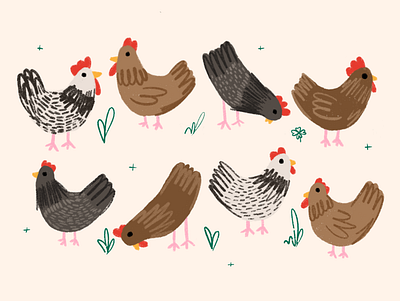 Spring Chickens digital illustration