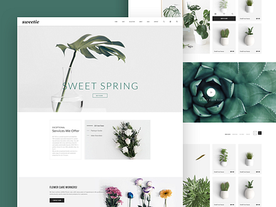 Web page for my flower shop flower shop green green plant official website ui art ui design web design