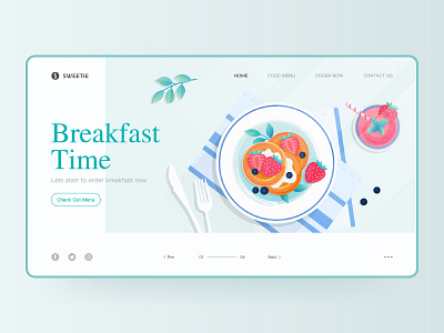 My website breakfast breakfast supply design food and drink fruit juice illustration pancakes ui ui design ux vector web web design website