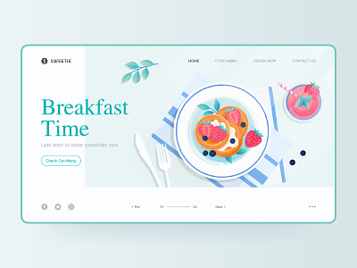 My website breakfast breakfast supply design food and drink fruit juice illustration pancakes ui ui design ux vector web web design website