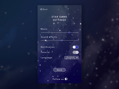 Daily UI #007-Settings 007 daily dailyui galaxy game ios setting settings sketch sky stars ui